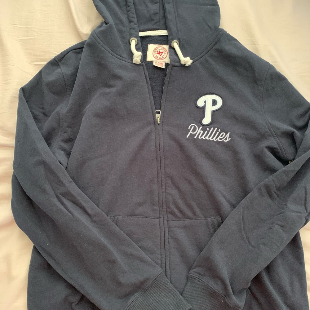 NWT Women’s XL ‘47 Brand Navy Blue Phillies Zip-up Hoodie